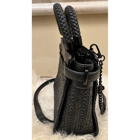 NWT STEVE MADDEN BHAYMANN CROSSBODY SATCHEL HAND BAG BLACK WOVEN TIKTOK VIRAL - Picture 3 of 8